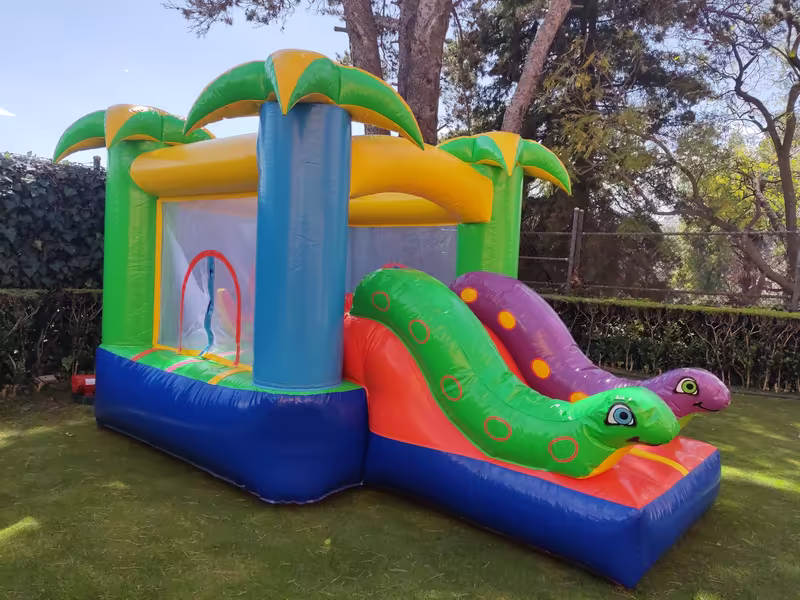 Castillo inflable de jungla con tobogán