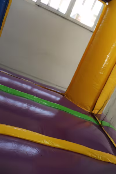 Evento infantil con inflable instalado en jardín en CDMX