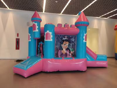 Evento infantil con inflable instalado en jardín en CDMX