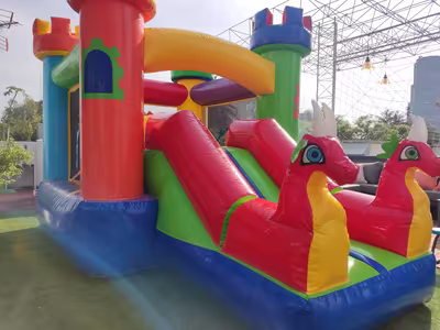 Fiesta en jardín con inflable para niños en CDMX